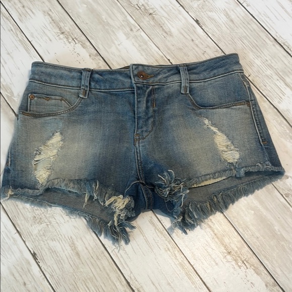 Vintage ZARA Denim Blue Women's Distressed Shorts size 4 - Picture 2 of 11